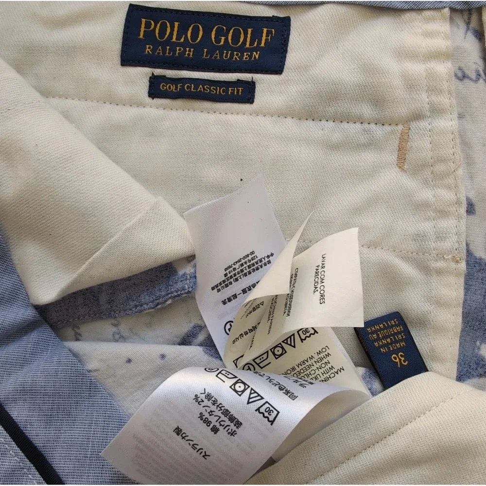 Polo Ralph Lauren Golf Shorts Mens 36 Magnolia Lane Blue Script Floral Luxury